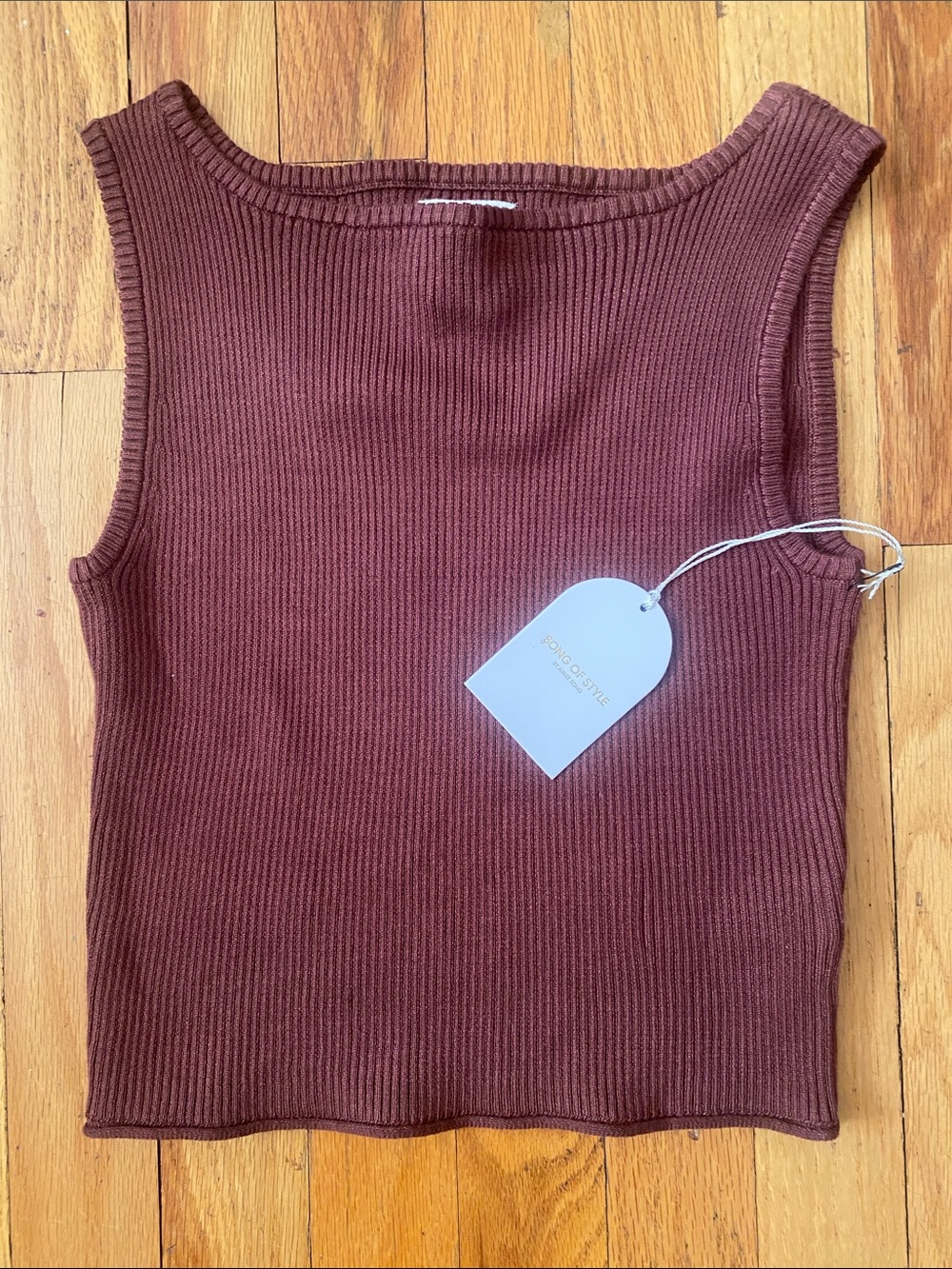 Song of Style Aimee Song Ribbed Scoop Tank - Deep Brown Size XS NWT Super Cute